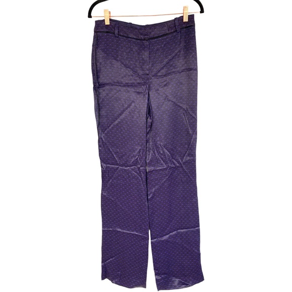 Massimo Dutti Purple Satin Trousers Geometric Pattern New Pants Size 6 - Picture 3 of 16